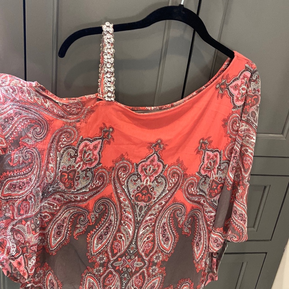 INC Rhinestone Shoulder Top size XL
